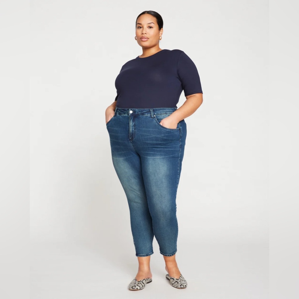 Universal Standard High-Rise Seine Ankle Skinny Jeans in Medium Blue Size 16